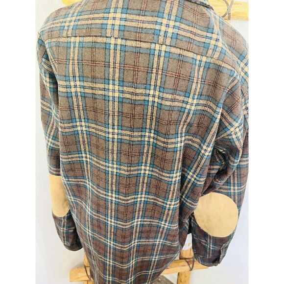 Vintage Pendleton Lobo Wool Flannel Men’s L W/ Leather Elbow Patches - Picture 7 of 10